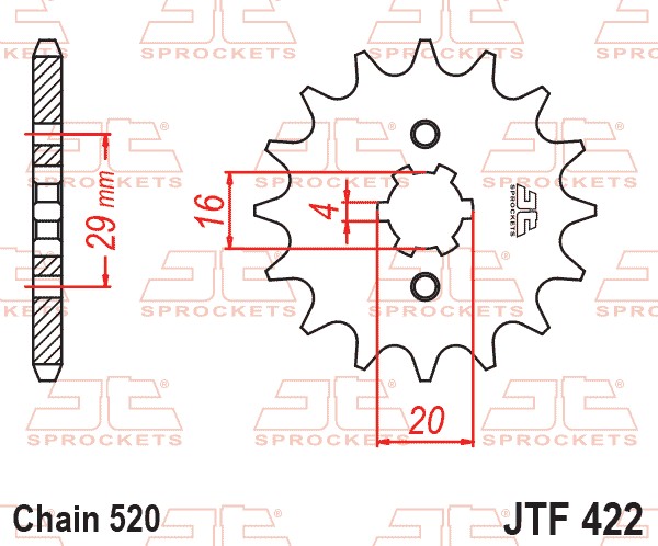 Lánckerék első, 520-as lánchoz, JTF422.