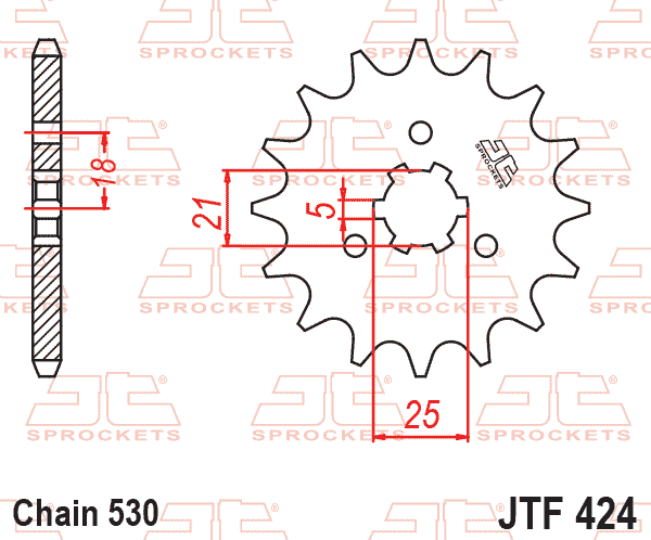 Lánckerék első, 530-as lánchoz, JTF424.
