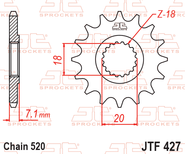 Lánckerék első, 520-as lánchoz, JTF427.