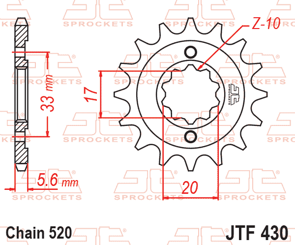 Lánckerék első, 520-as lánchoz, JTF430.