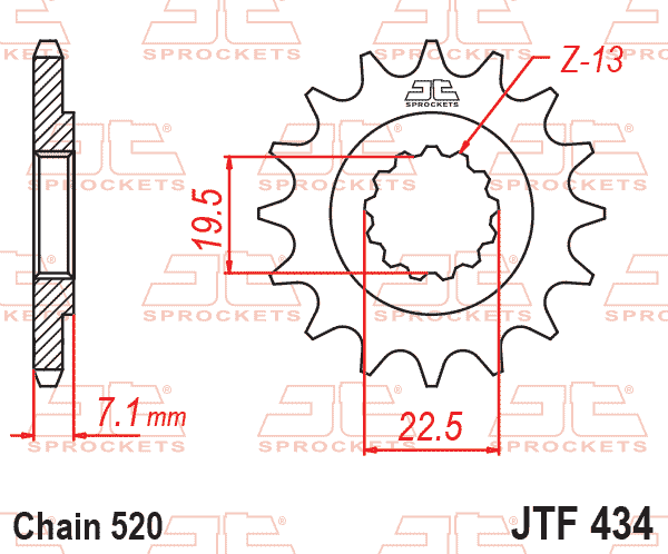 Lánckerék első, 520-as lánchoz, JTF434.