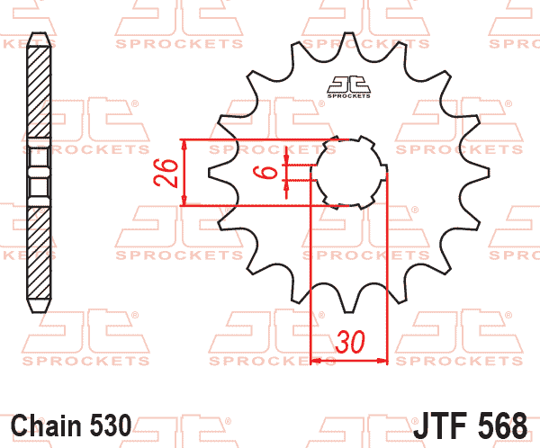Lánckerék első, 530-as lánchoz, JTF568.