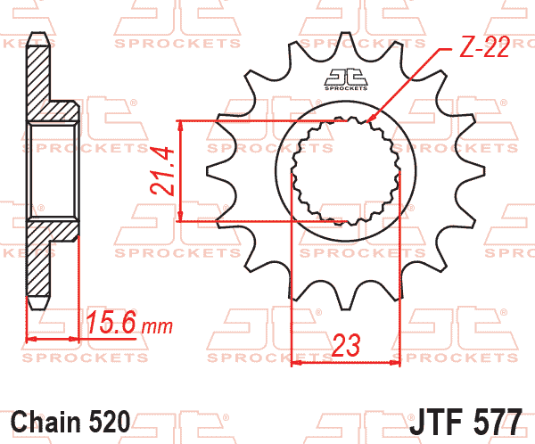 Lánckerék első, 520-as lánchoz, JTF577.