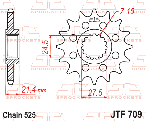 Lánckerék első, 525-ös lánchoz, JTF709.