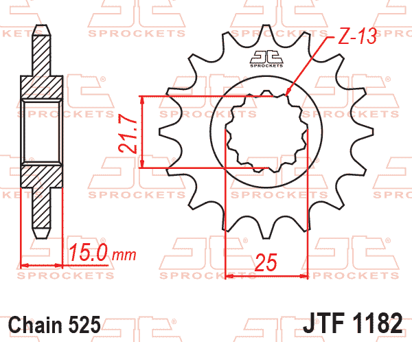 Lánckerék első, 525-ös lánchoz, JTF1182.