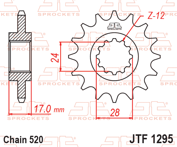 Lánckerék első, 520-as lánchoz, JTF1295.