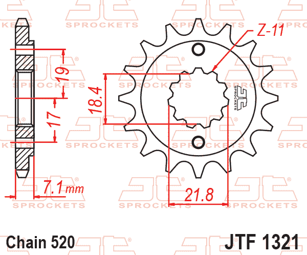 Lánckerék első, 520-as lánchoz, JTF1321.