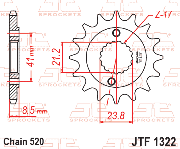 Lánckerék első, 520-as lánchoz, JTF1322.
