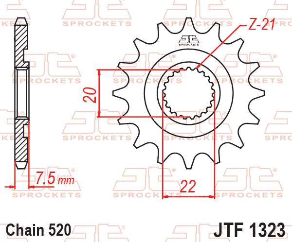 Lánckerék első, 520-as lánchoz, JTF1323.