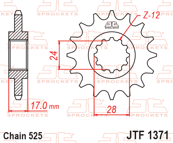 Lánckerék első, 525-ös lánchoz, JTF1371.