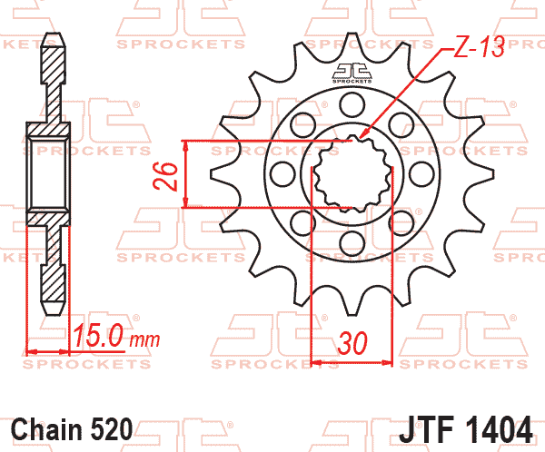 Lánckerék első, 520-as lánchoz, JTF1404.