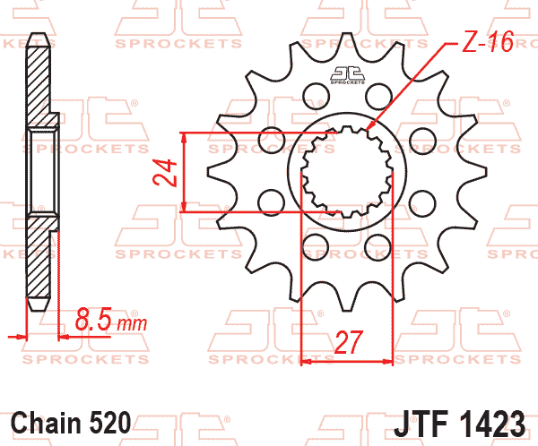 Lánckerék első, 520-as lánchoz, JTF1423.