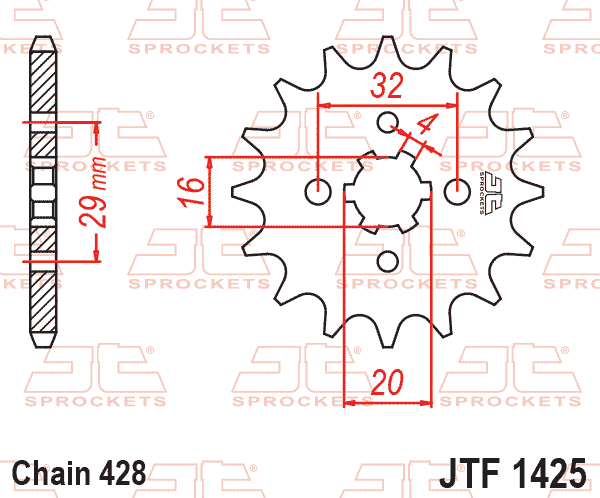 Lánckerék első, 428-as lánchoz, JTF1425.
