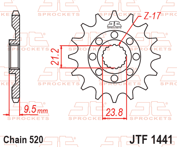 Lánckerék első, 520-as lánchoz, JTF1441.