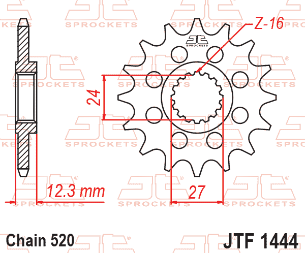Lánckerék első, 520-as lánchoz, JTF1444.