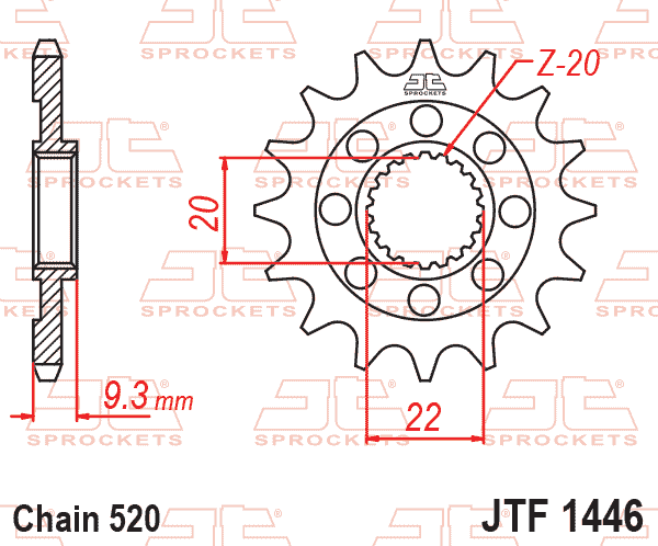 Lánckerék első, 520-as lánchoz, JTF1446.