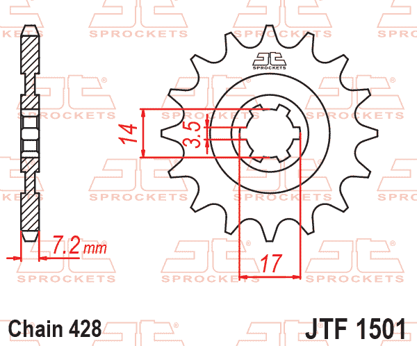 Lánckerék első, 428-as lánchoz, JTF1501.