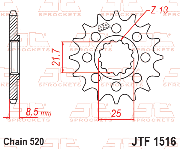 Lánckerék első, 520-as lánchoz, JTF1516.