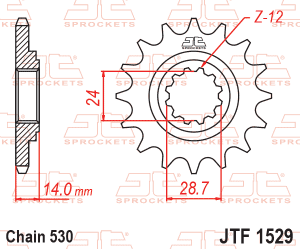 Lánckerék első, 530-as lánchoz, JTF1529.