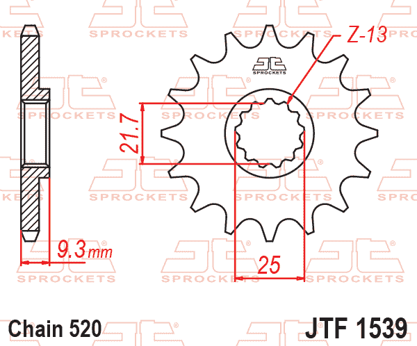 Lánckerék első, 520-as lánchoz, JTF1539.