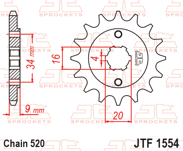 Lánckerék első, 520-as lánchoz, JTF1554.