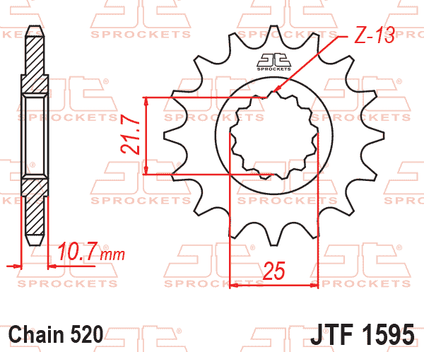 Lánckerék első, 520-as lánchoz, JTF1595.