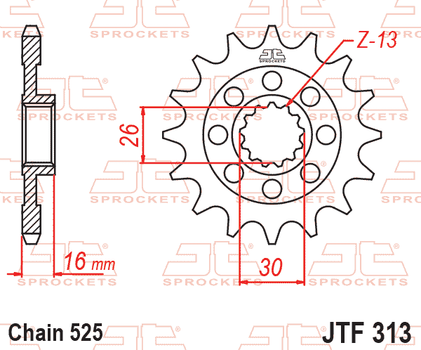 Lánckerék első, 525-ös lánchoz, JTF313.