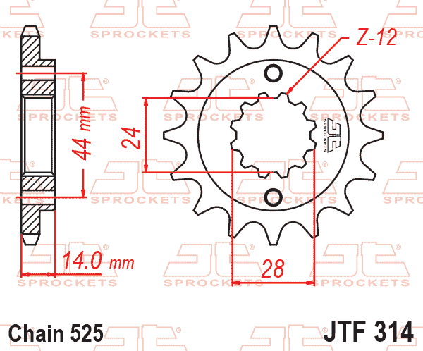 Lánckerék első, 525-ös lánchoz, JTF314.