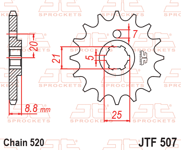Lánckerék első, 520-as lánchoz, JTF507.
