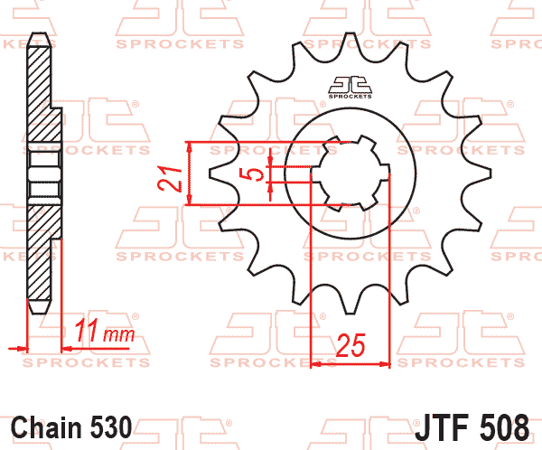 Lánckerék első, 530-as lánchoz, JTF508.