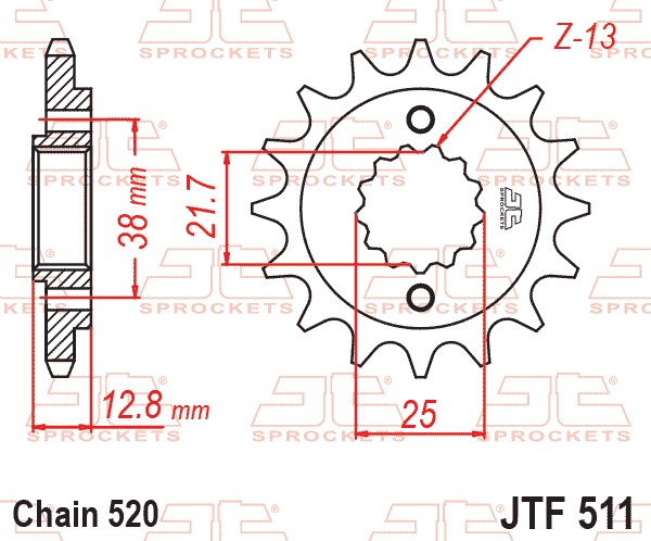 Lánckerék első, 520-as lánchoz, JTF511.
