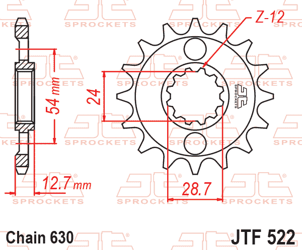 Lánckerék első, 630-as lánchoz, JTF522.