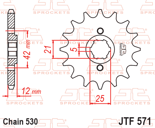 Lánckerék első, 530-as lánchoz, JTF571.