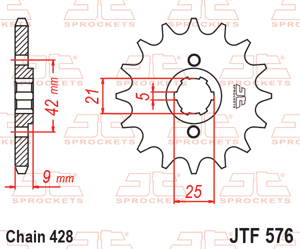 Lánckerék első, 428-as lánchoz, JTF576.