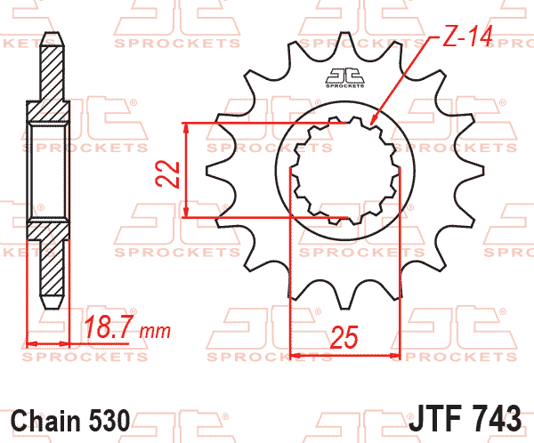 Lánckerék első, 530-as lánchoz, JTF743.