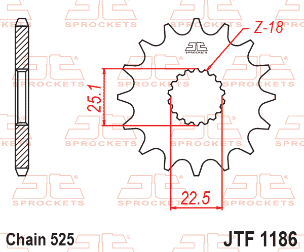 Lánckerék első, 525-ös lánchoz, JTF1186.