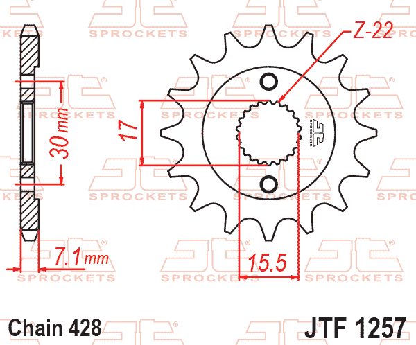 Lánckerék első, 428-as lánchoz, JTF1257.
