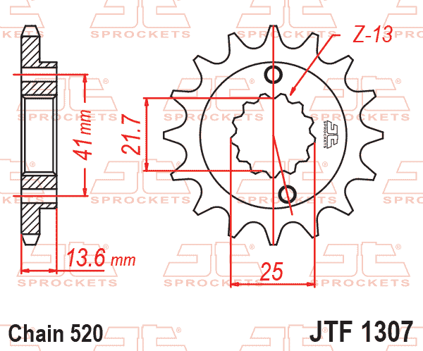 Lánckerék első, 520-as lánchoz, JTF1307.