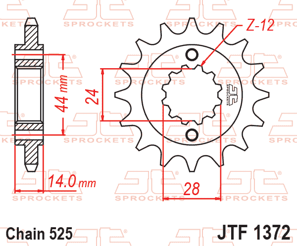 Lánckerék első, 525-ös lánchoz, JTF1372.