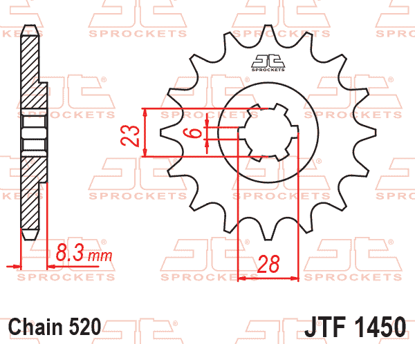 Lánckerék első, 520-as lánchoz, JTF1450.