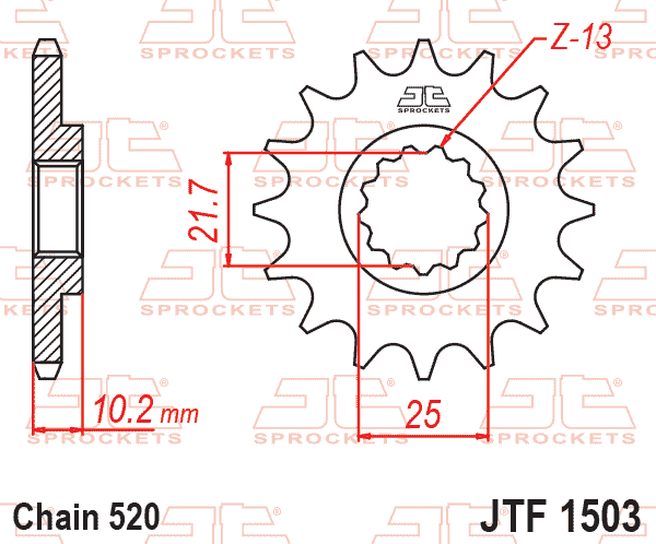 Lánckerék első, 520-as lánchoz, JTF1503.