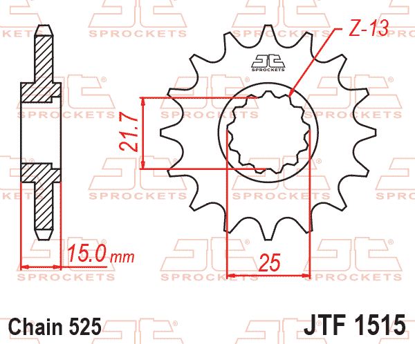 Lánckerék első, 520-as lánchoz, JTF1515.