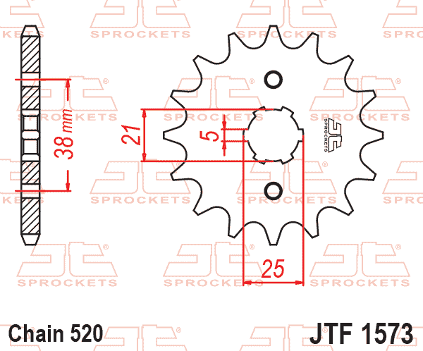 Lánckerék első, 520-as lánchoz, JTF1573.