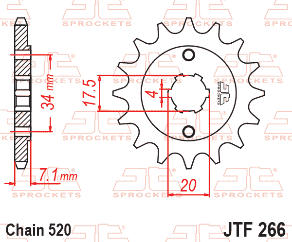 Lánckerék első, 520-as lánchoz, JTF266.