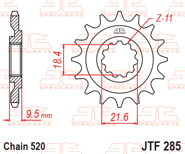 Lánckerék első, 520-as lánchoz, JTF285.
