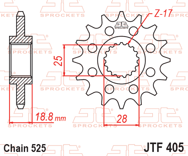 Lánckerék első, 525-ös lánchoz, JTF405.