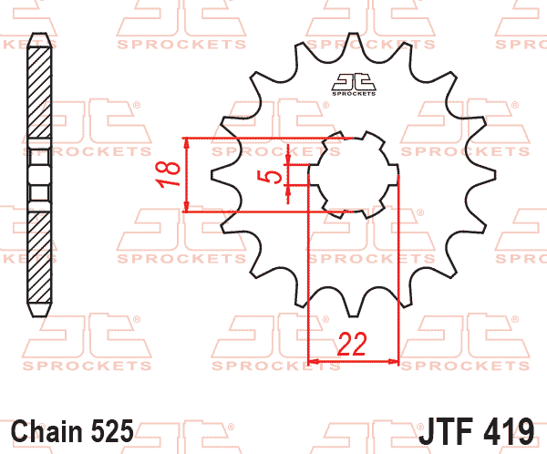 Lánckerék első, 525-ös lánchoz, JTF419.