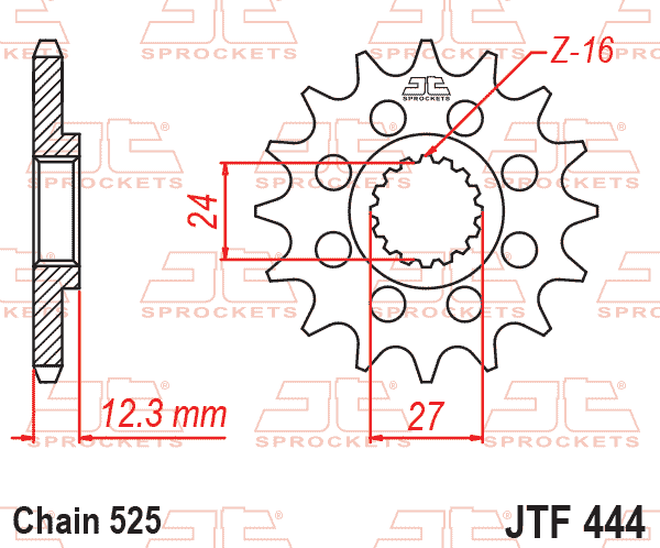 Lánckerék első, 525-ös lánchoz, JTF444.