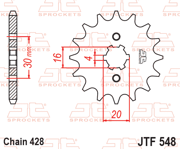 Lánckerék első, 428-as lánchoz, JTF548.