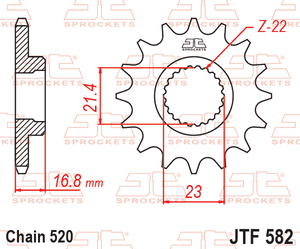 Lánckerék első, 520-as lánchoz, JTF582.